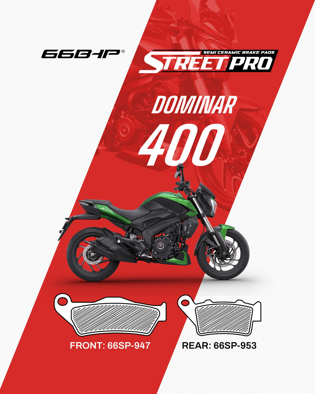 Bajaj Dominar 400(below 2019) Street Pro Semi Ceramic Brake Pads