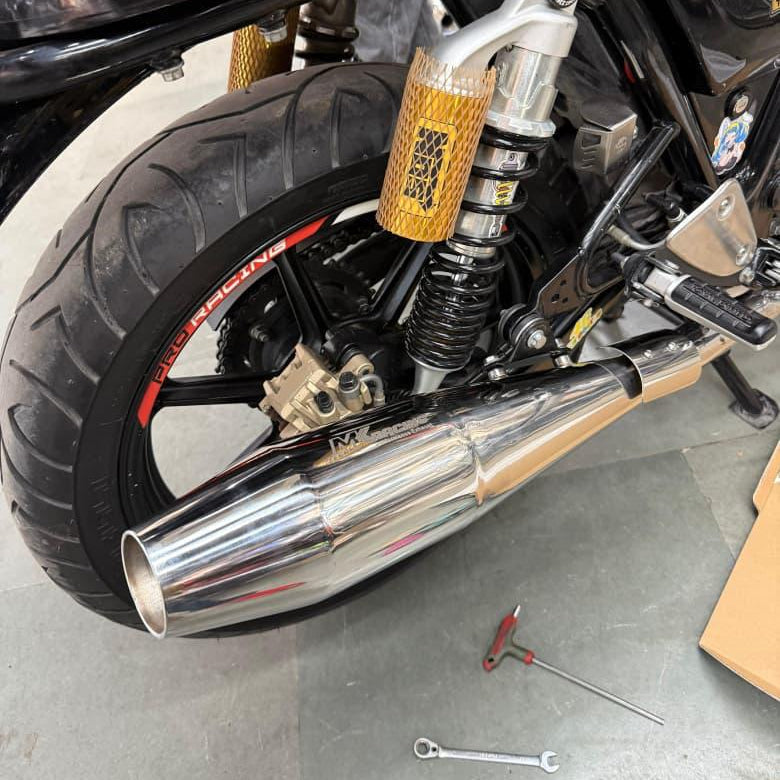 MK Racing Chrome Stainless Steel Slip-On Twin Exhaust Muffler Kit for Royal Enfield Interceptor 650 & Continental GT 650 ( with DB Killer ) - Dual O2 sensor