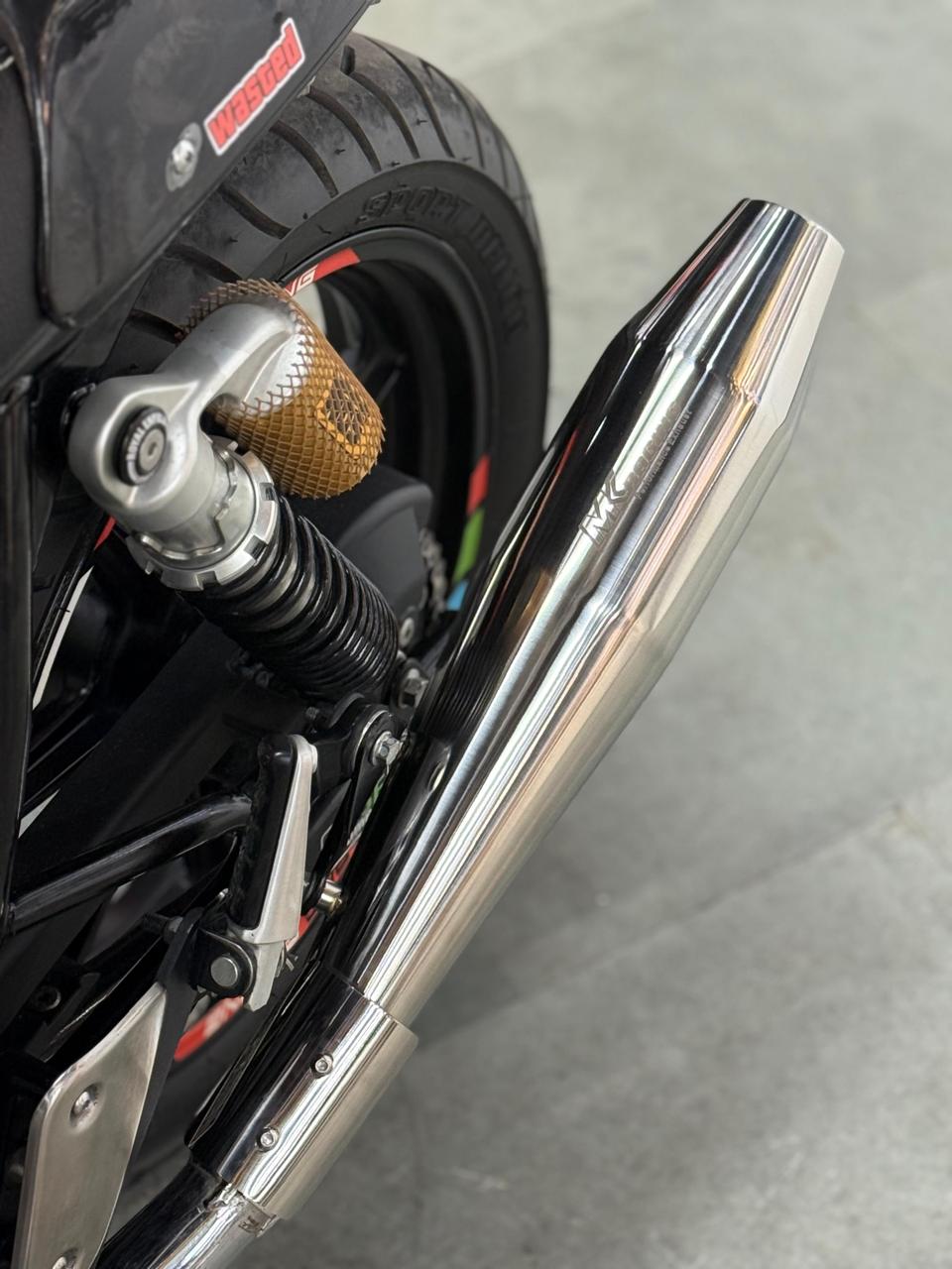 MK Racing Chrome Stainless Steel Slip-On Twin Exhaust Muffler Kit for Royal Enfield Interceptor 650 & Continental GT 650 ( with DB Killer ) - Dual O2 sensor