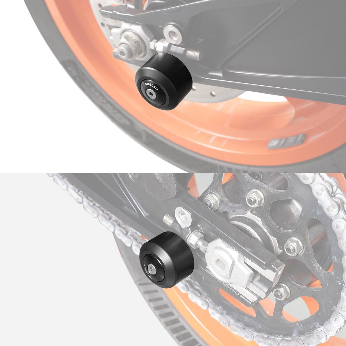 Rear Swingarm Spools/sliders for KTM bikes - Image 1