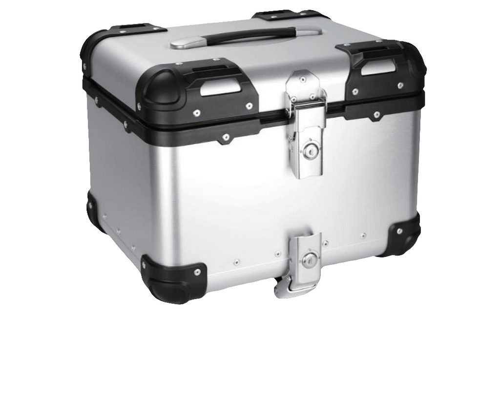 46 Litres Curved Aluminium Top Box Silver With Backrest