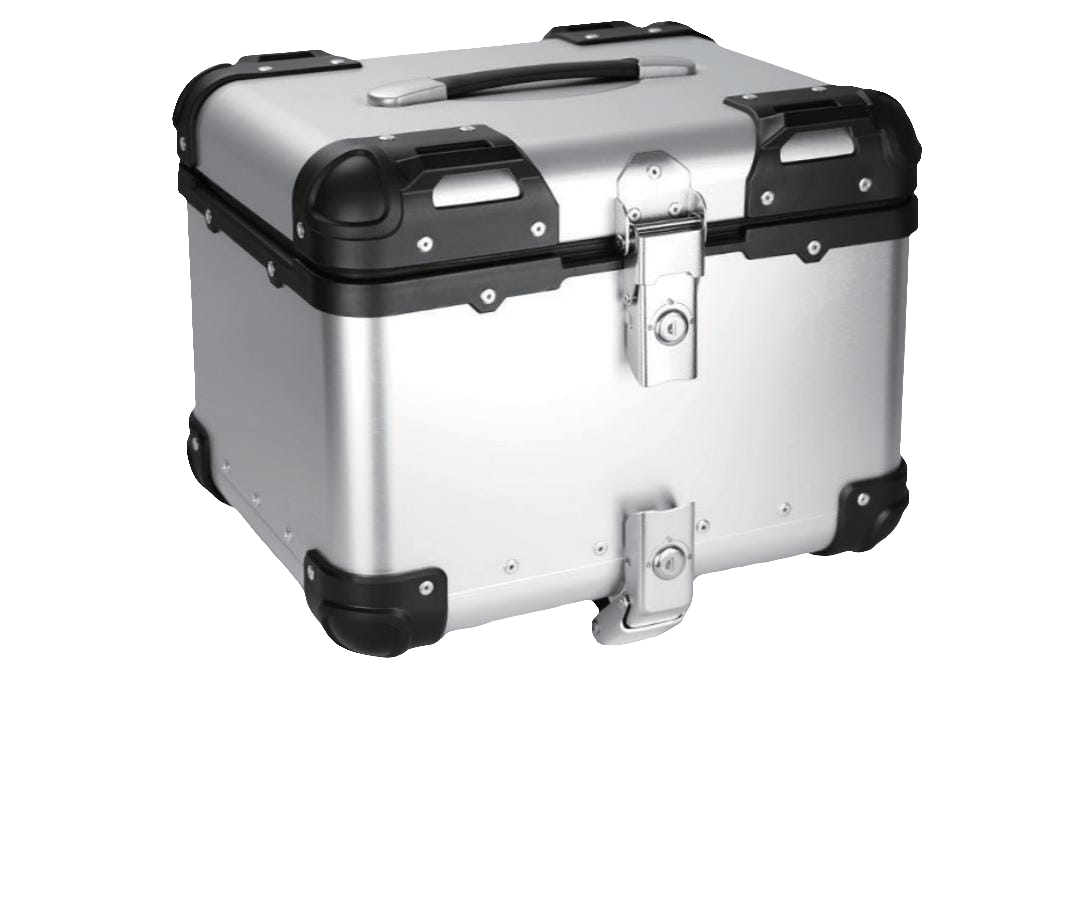 46 Litres Curved Aluminium Top Box Silver With Backrest