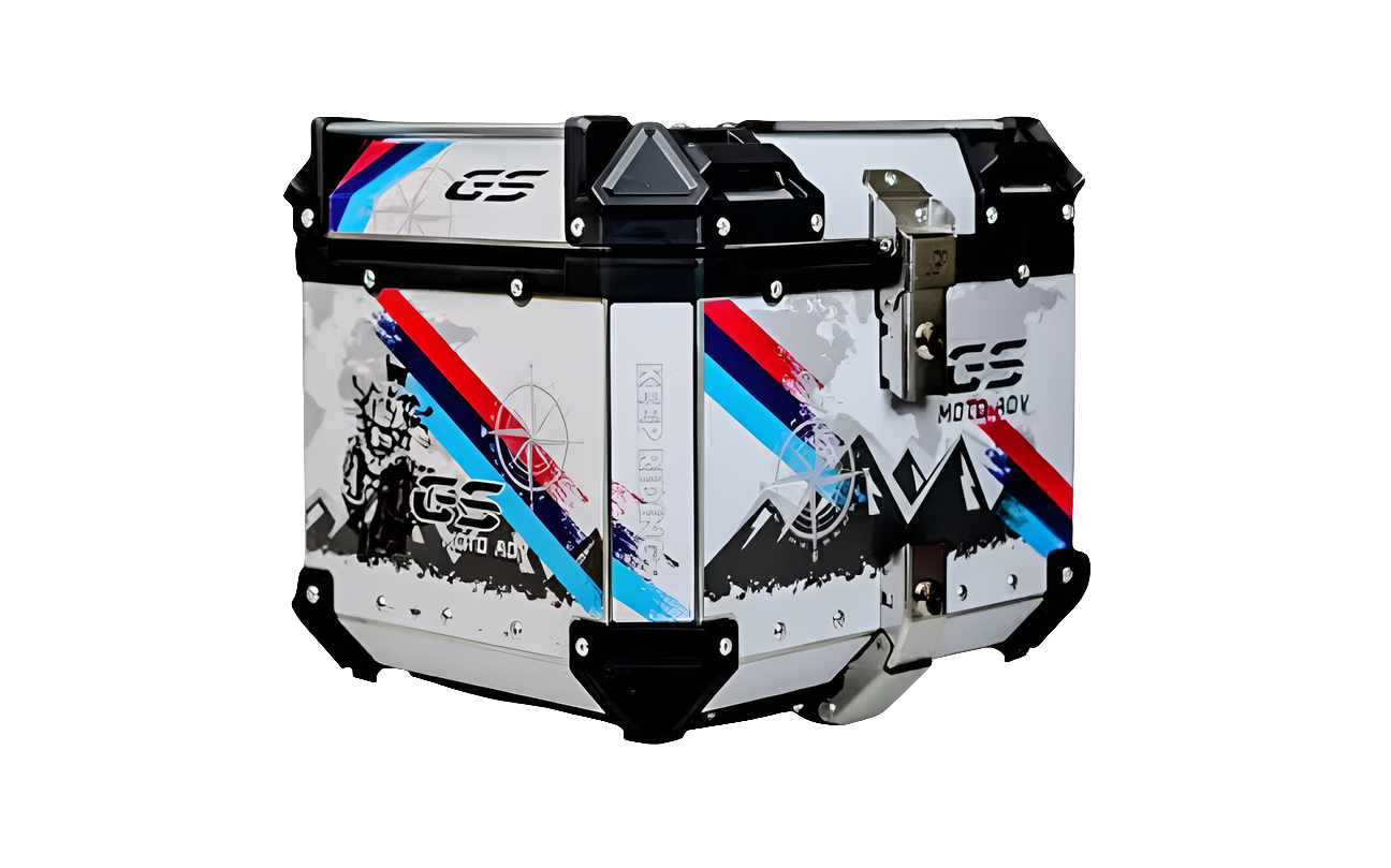 46 Liters Stainless Steel BMW GS White Graphics Top Box
