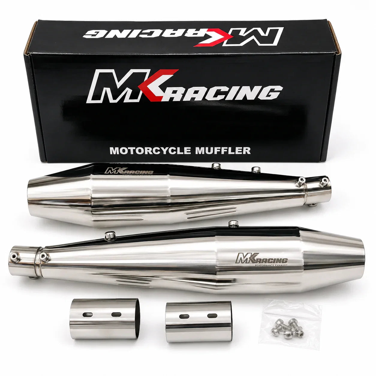 MK Racing Full System Exhaust Combo for Royal Enfield Interceptor 650 & Continental GT 650 | Twin Chrome Exhaust +  Header Pipes | ( Fits Single and Dual  O2 Sensor )