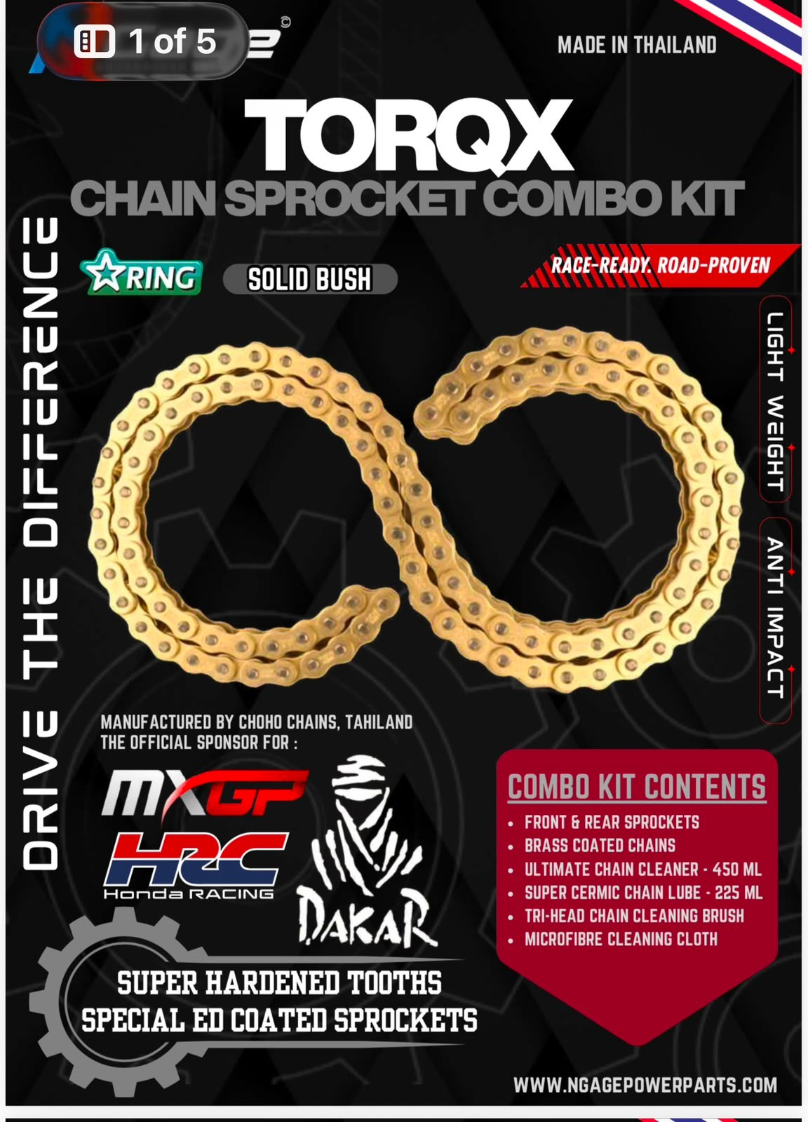 NGage TORQX Gold Series Star-Ring Chain Sprocket Combo Kit for Royal Enfield Himalayan 411 (525X2-110LHIM410)