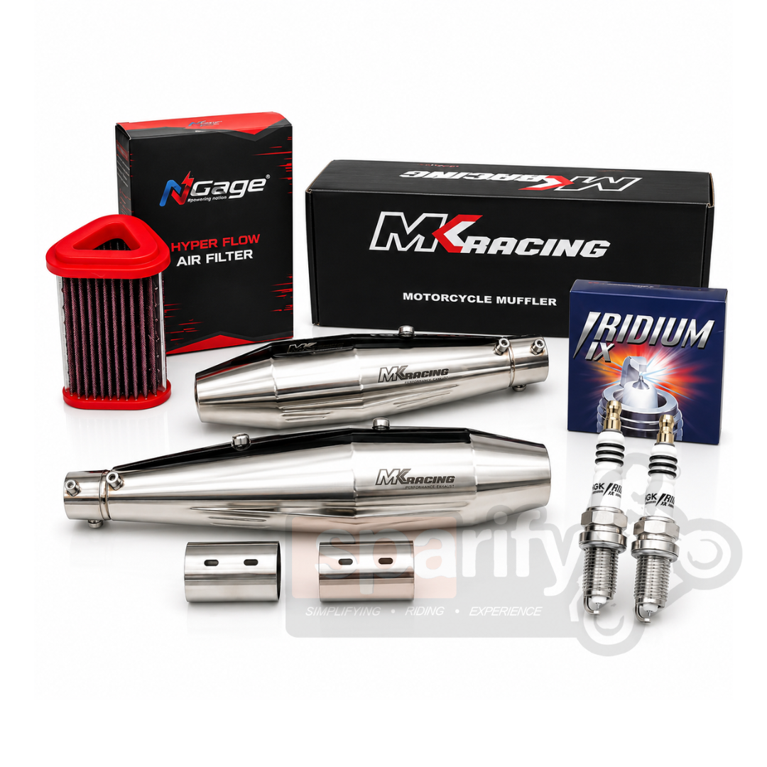 MK Racing Chrome Stainless Steel Slip-On Twin Exhaust Muffler Kit for Royal Enfield Interceptor 650 & Continental GT 650 ( with DB Killer ) - Dual O2 sensor