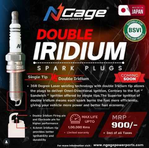 NGage Double Iridium Spark Plugs for Harley Davidson X440 / X440T - BN8RTIIA-9