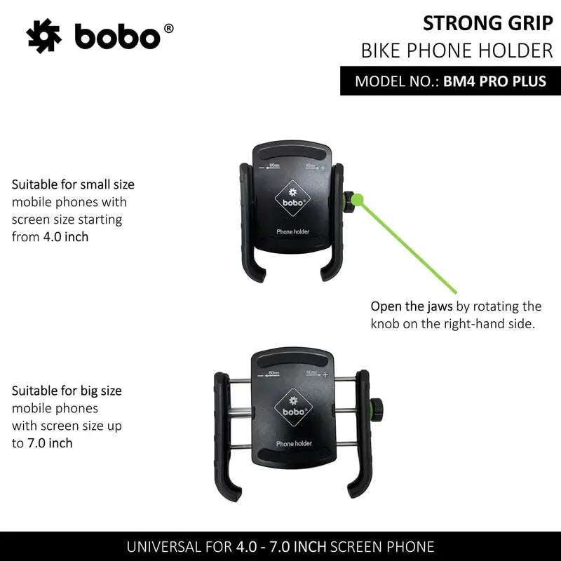 Bobo BM4 Pro Plus Jaw-Grip Bike Phone Holder With Pro Plus Vibration Damper Motocycle Mobile Mount