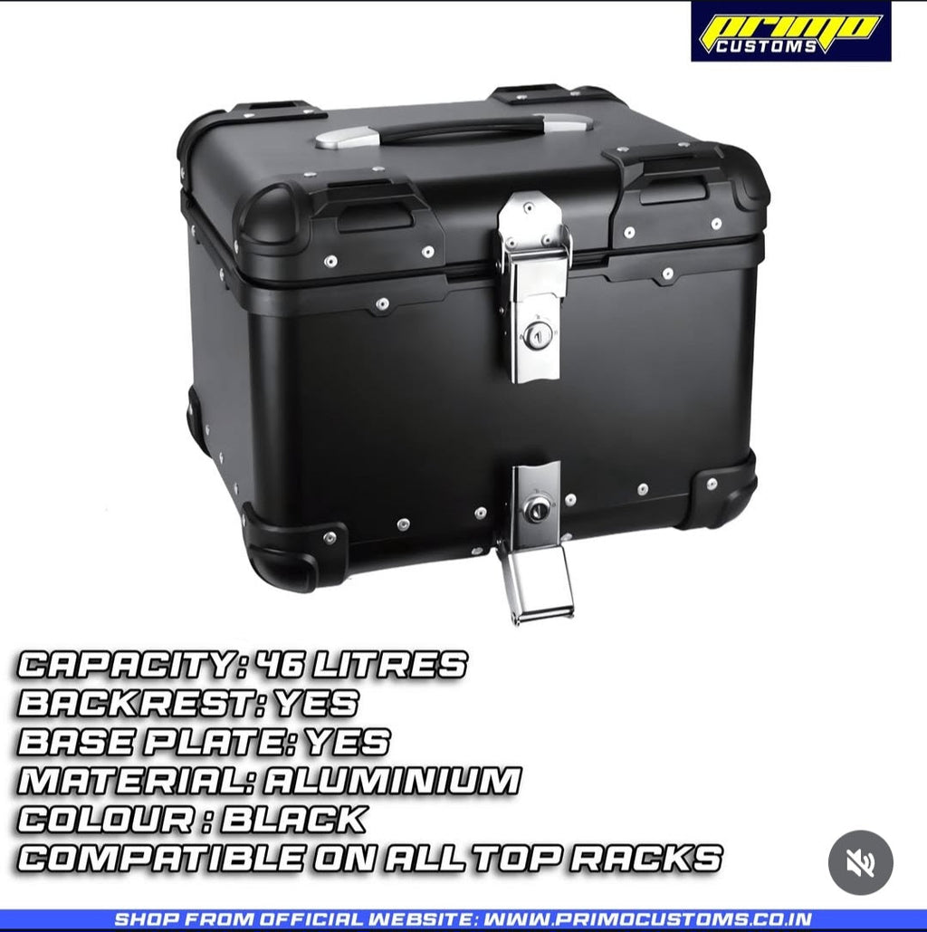 46L Curved Black Aluminium Top Box