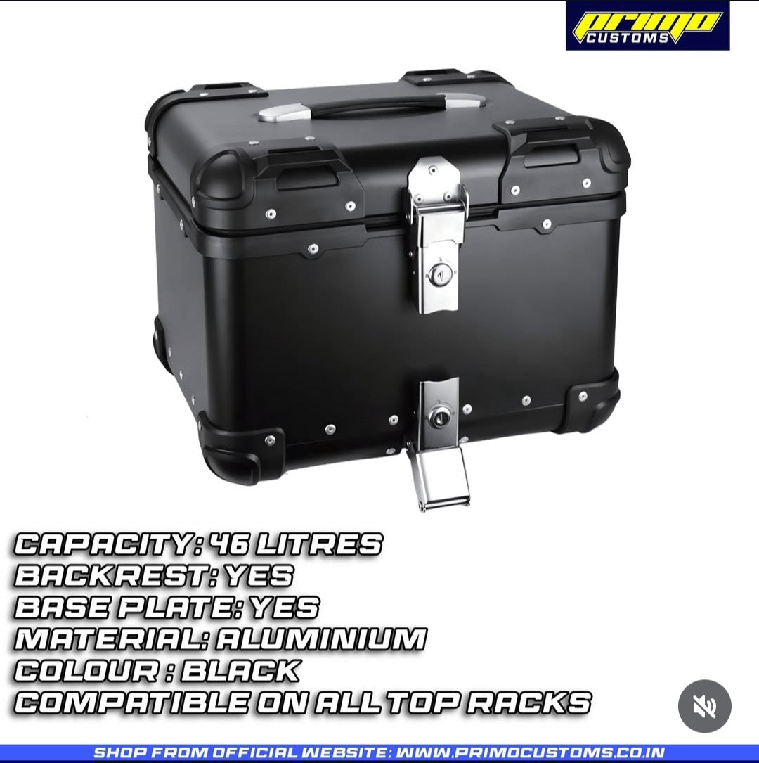 46L Curved Black Aluminium Top Box