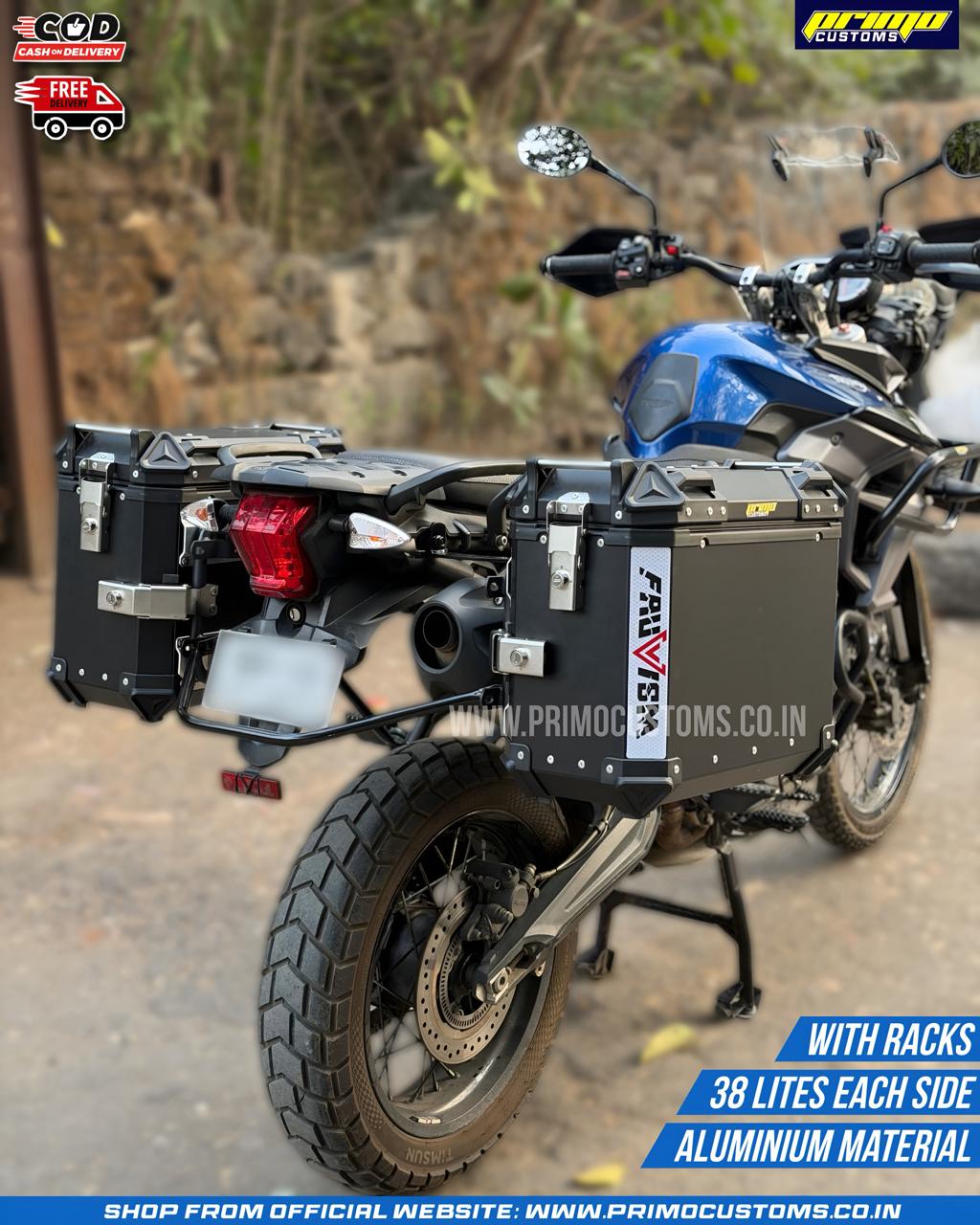 Fauvism 38 LITRES ALUMINIUM PANNIERS With Racks BLACK ( SET OF 2)