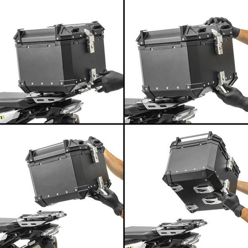 46L Curved Black Aluminium Top Box