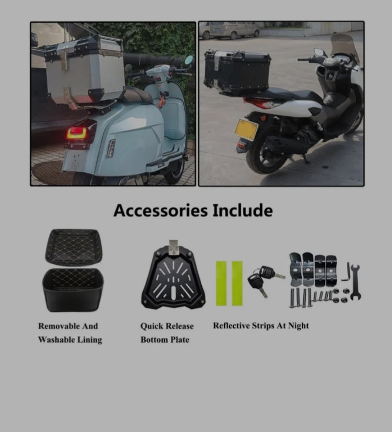 RP RACING 45L BLACK ALUMINIUM TOP BOX WITH BACKREST