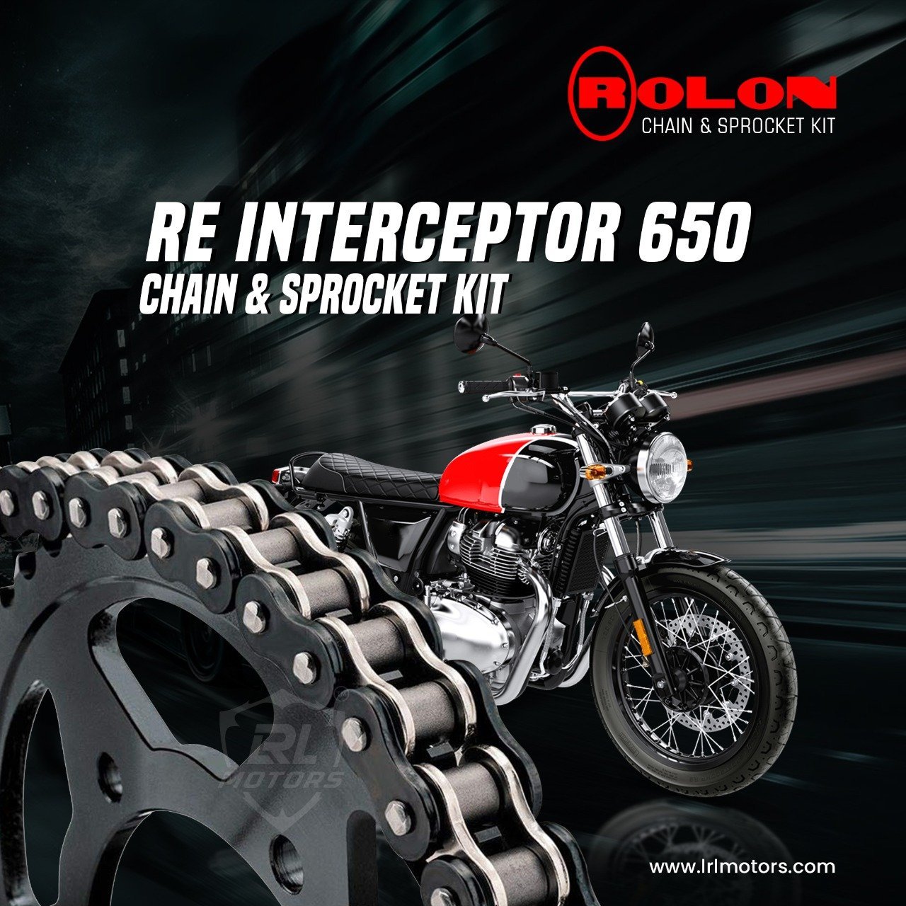 Royal Enfield Interceptor/Continental  650 Rolon chain sprocket kit