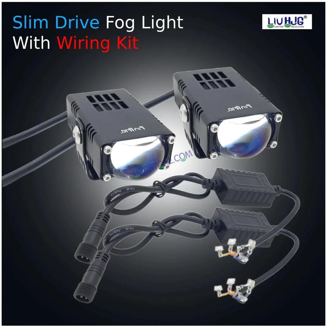 LIUHJG LIU HJG Waymaker Fog Light Dual Colour Fog Light Mini Drive Yellow White & Red Devil Eye Slim Drive Light Version 4 With Red Devil Eye And Wiring With Canbus Universal For All Cars and Motorcycles (2Pcs) HJG