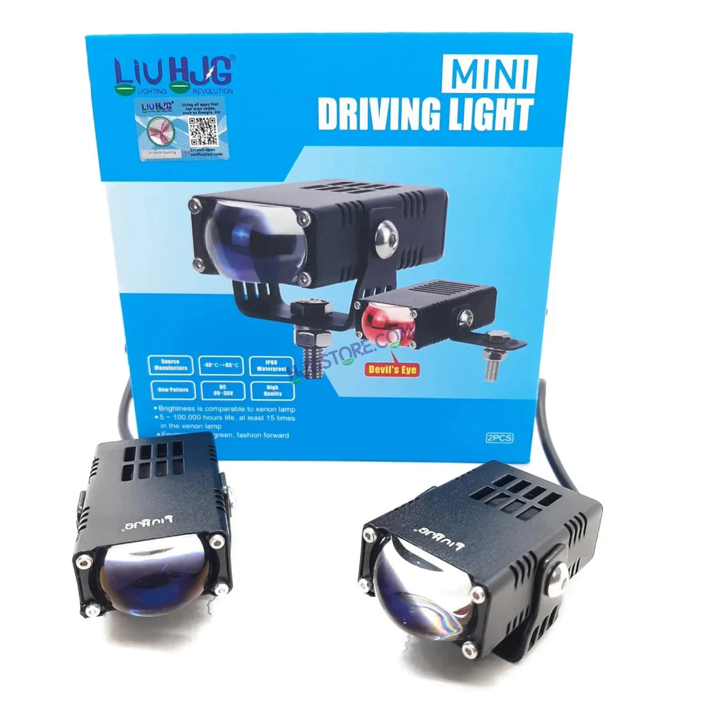 LIUHJG LIU HJG Waymaker Fog Light Dual Colour Fog Light Mini Drive Yellow White & Red Devil Eye Slim Drive Light Version 4 With Red Devil Eye And Wiring With Canbus Universal For All Cars and Motorcycles (2Pcs) HJG