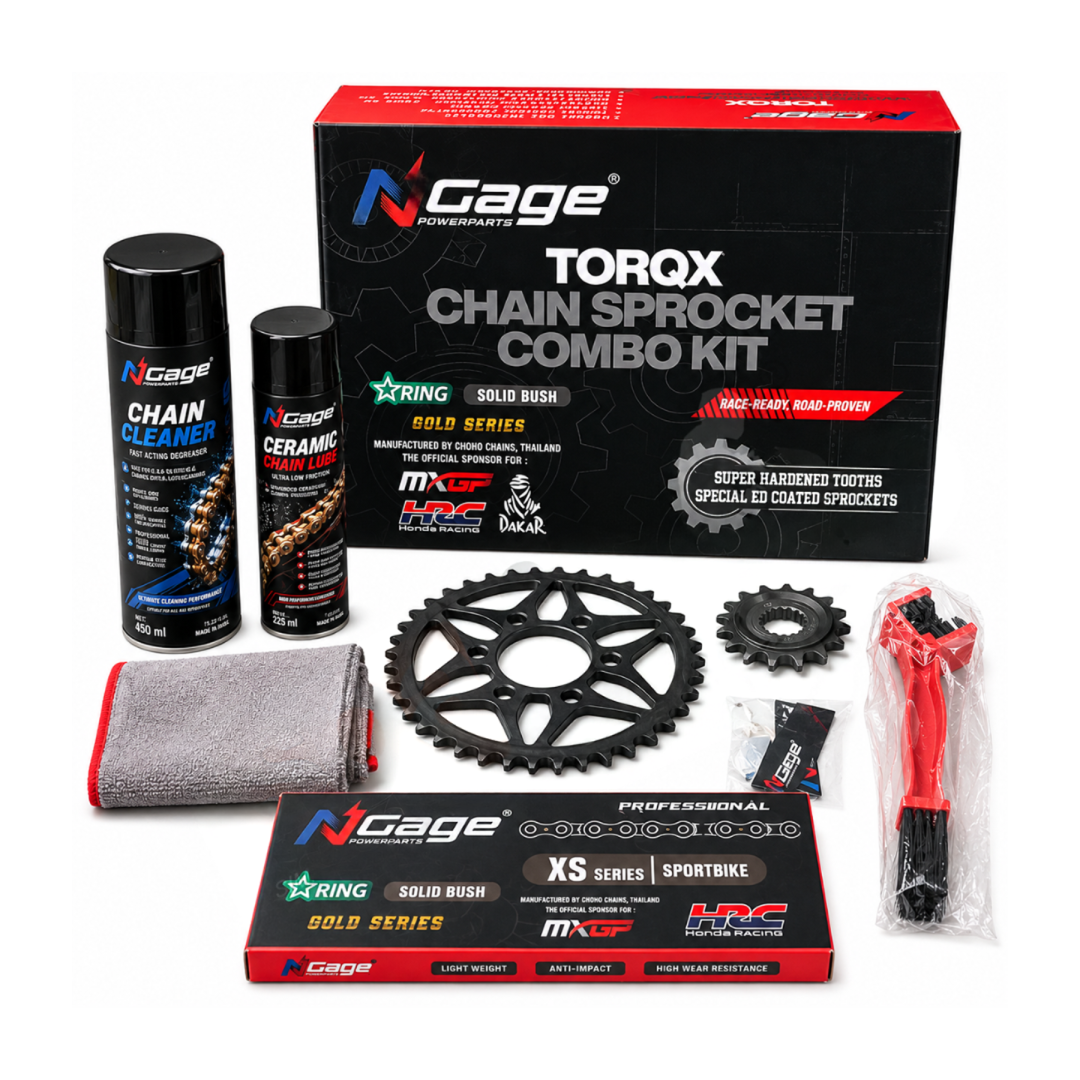 NGage TORQX Gold Series Star-Ring Chain Sprocket Combo Kit for Royal Enfield Interceptor 650 (525X2-100LINT650)